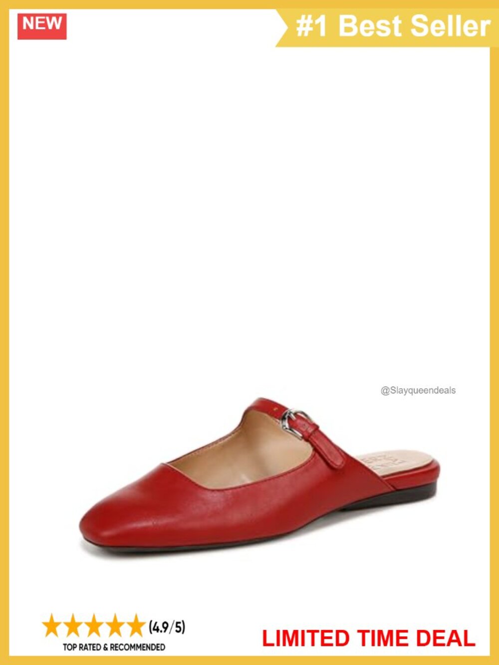 Women's Mary Jane Mule Slip On Flats Square Toe Comfort